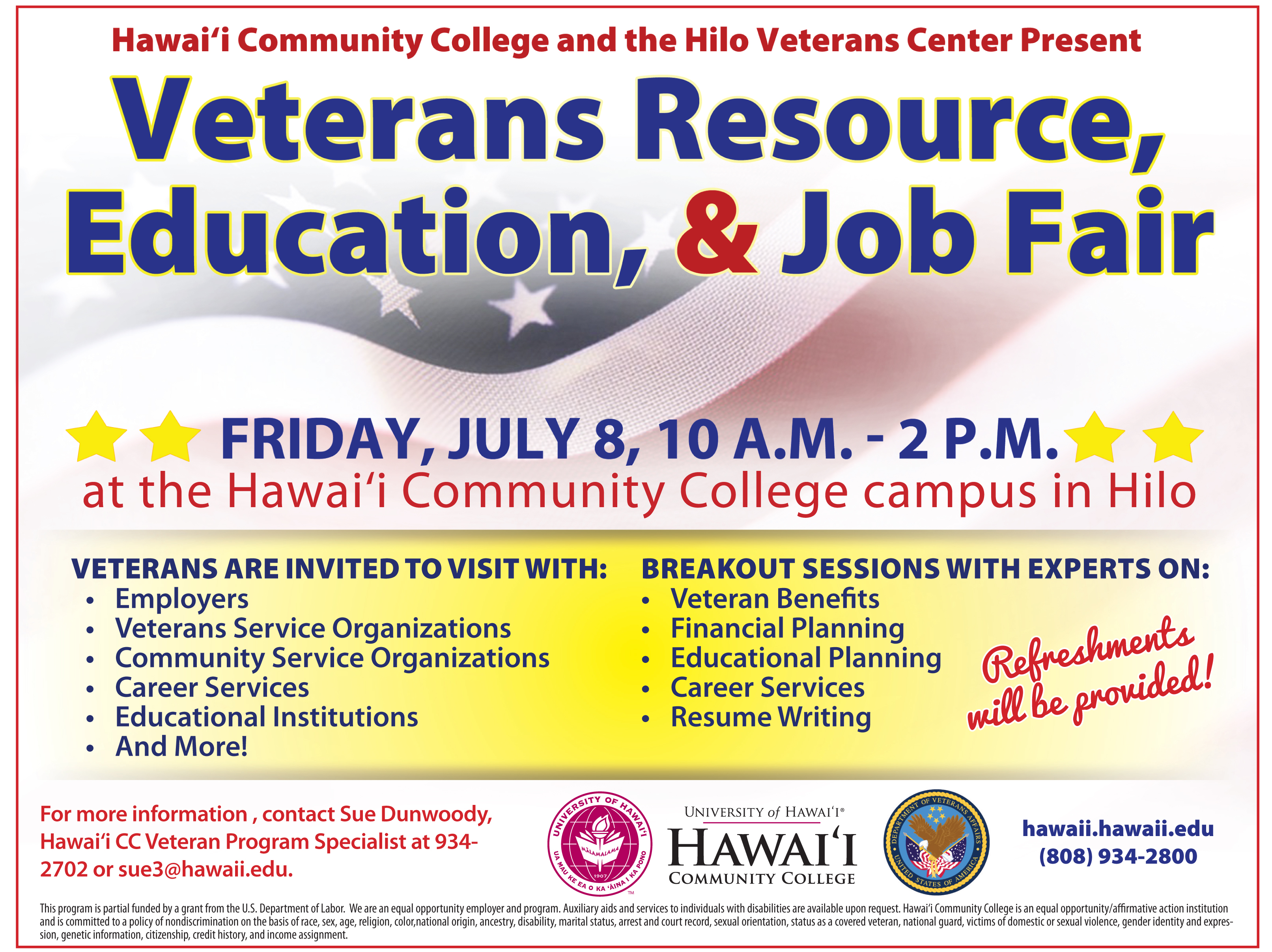 Veterans resource, education, & job fair poster