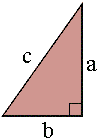 Right triangle: legs a & b; hypotenuse c