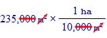 cancel out a common factor of 1000 AND the unit of square meters (m²)