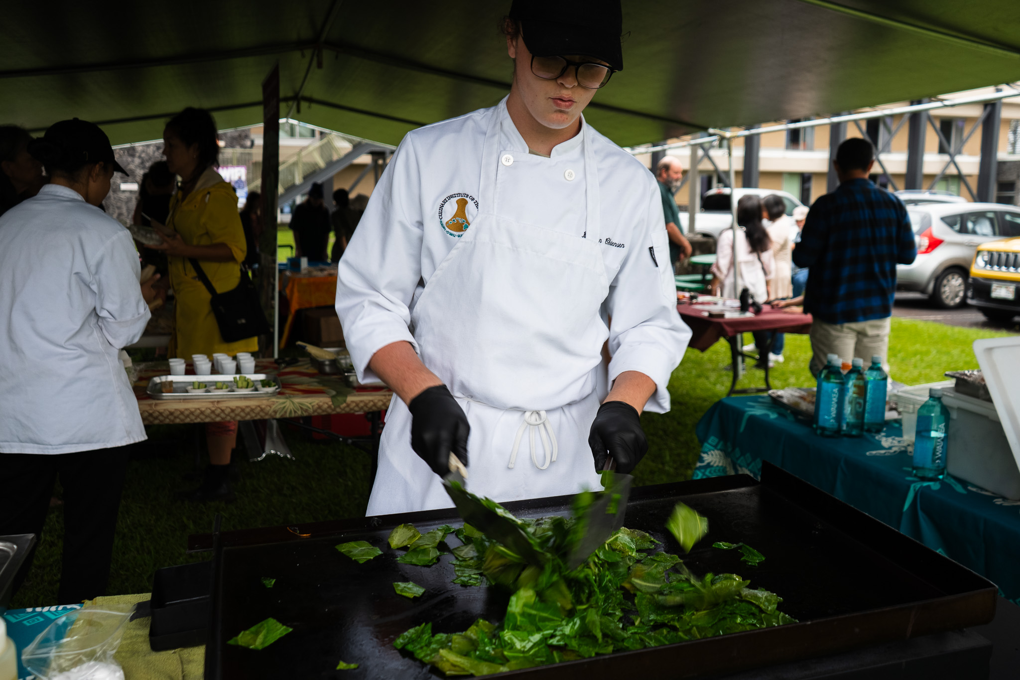 Student Cooking Greens