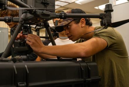 Thomas Costa attaches the LIDAR payload to the DJI Matrice 350 RTK drone. This drone is the workhorse drone industry standard for surveying. A drone like this can survey 50-acres in just 30 minutes.