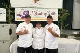 Hawai'i CC Culinary Program instructor and lab manager, chef Tori Hiro, was selected as the featured chef for the 26th Annual Taste of Hilo event. Hiro is pictured here (center) with program instructors chef Philton Velasco (left) and chef Shawn Sumiki (right)